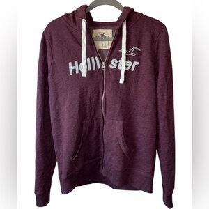 NWT Hollister Los Angeles Full Zip Hoodie Sweatshirt Maroon Logo Y2K Large